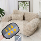 Plush Pet Sofa Bed with Raised Sides and Bolster Cushion for Dogs and Cats