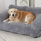 Plush Pet Sofa Bed with Raised Sides and Bolster Cushion for Dogs and Cats