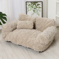 Plush Pet Sofa Bed with Raised Sides and Bolster Cushion for Dogs and Cats
