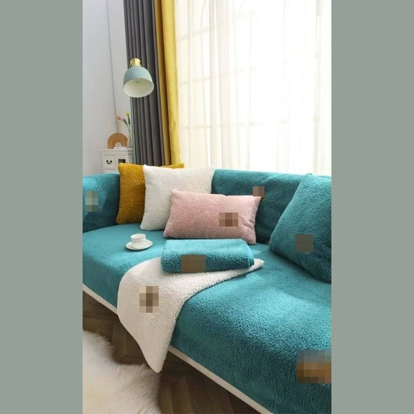Plush Sherpa Teddy Sofa Cover with Non Slip Backing | Soft Couch Protector