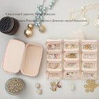 Portable Jewellery Organiser Faux Leather Travel Case with Clear Zip Pouches