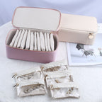 Portable Jewellery Organiser Faux Leather Travel Case with Clear Zip Pouches