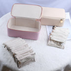 Portable Jewellery Organiser Faux Leather Travel Case with Clear Zip Pouches