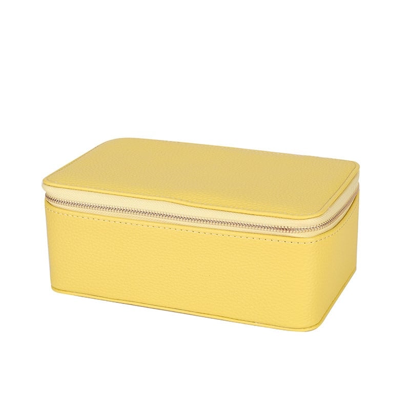 Portable Jewellery Organiser Faux Leather Travel Case with Clear Zip Pouches