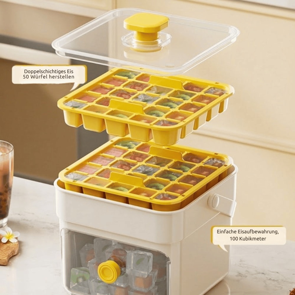 Press Release Ice Cube Tray with Lid and Ice Storage Box with Scoop