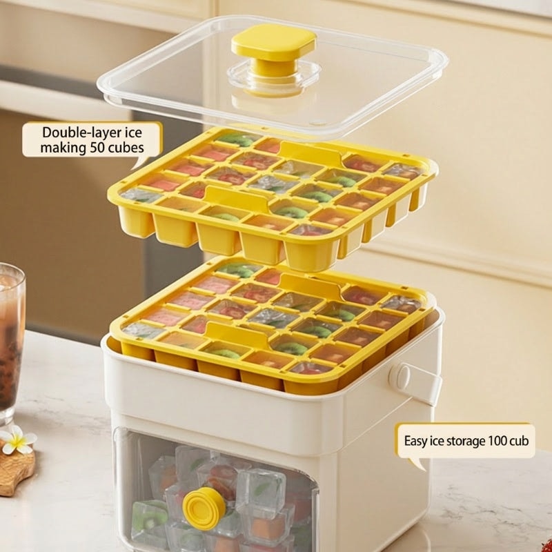 Press Release Ice Cube Tray with Lid and Ice Storage Box with Scoop