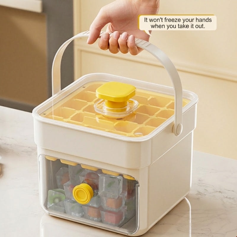 Press Release Ice Cube Tray with Lid and Ice Storage Box with Scoop