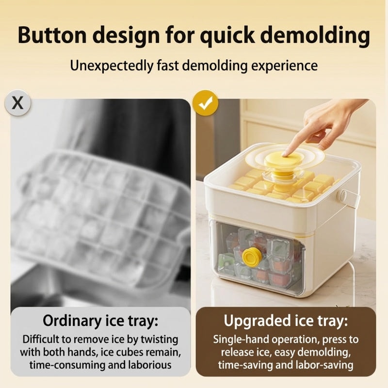 Press Release Ice Cube Tray with Lid and Ice Storage Box with Scoop