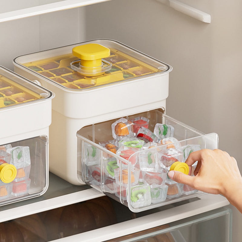 Press Release Ice Cube Tray with Lid and Ice Storage Box with Scoop