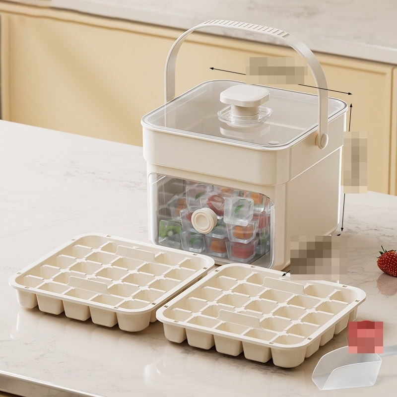 Press Release Ice Cube Tray with Lid and Ice Storage Box with Scoop
