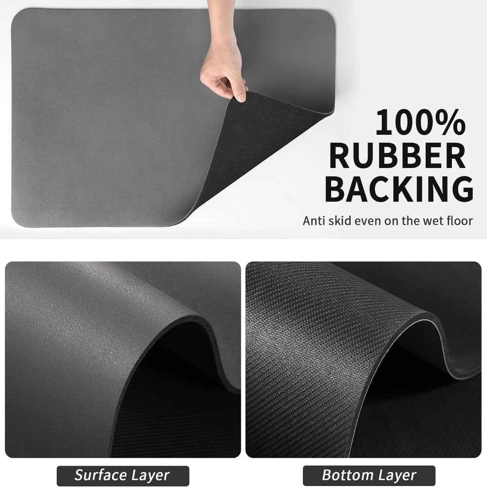 Quick Dry Absorbent Dish Drying Mat with Non Slip Rubber Backing