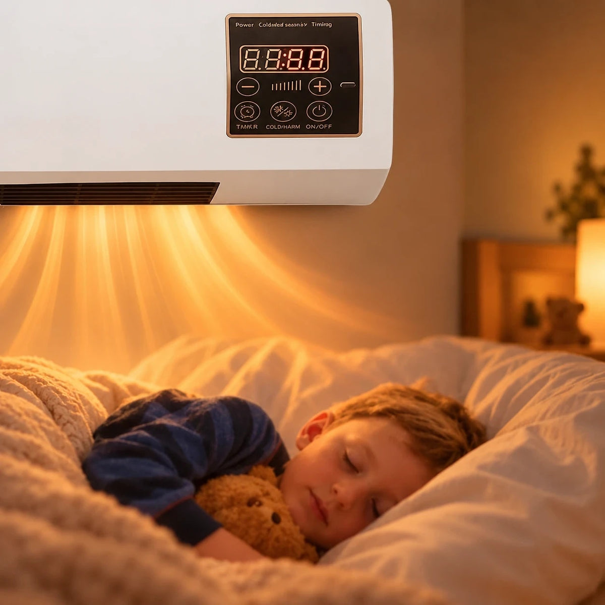 Quiet Wall Mounted Electric Fan Heater with Remote Control and Timer