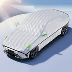 Quilted Half Car Cover Waterproof Roof and Window Protector with Mirror Covers