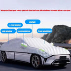 Quilted Half Car Cover Waterproof Roof and Window Protector with Mirror Covers