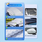 Quilted Half Car Cover Waterproof Roof and Window Protector with Mirror Covers