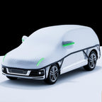 Quilted Half Car Cover Waterproof Roof and Window Protector with Mirror Covers