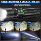 Rechargeable Zoom LED Torch with Five Light Modes and Battery Display