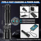 Rechargeable Zoom LED Torch with Five Light Modes and Battery Display