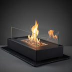 Rectangular Bioethanol Tabletop Fire Pit with Tempered Glass Panels