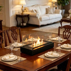 Rectangular Bioethanol Tabletop Fire Pit with Tempered Glass Panels