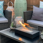 Rectangular Bioethanol Tabletop Fire Pit with Tempered Glass Panels