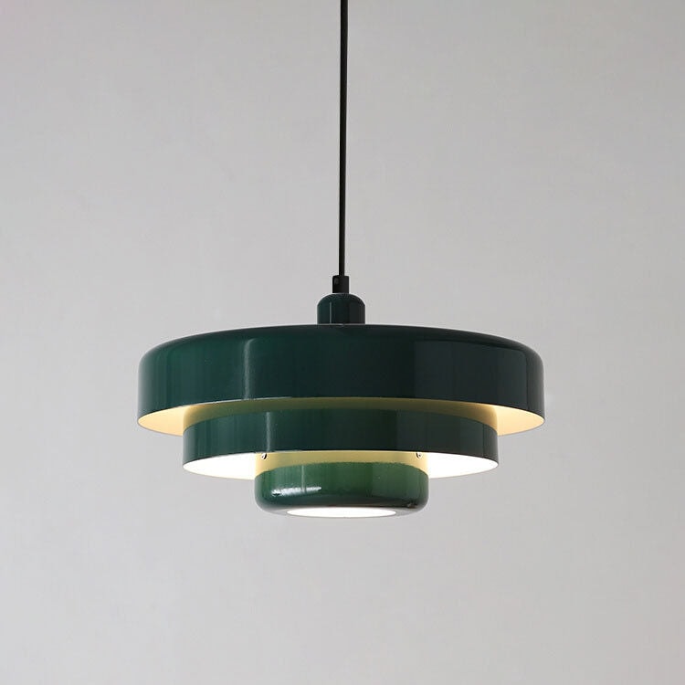 Retro Tiered Metal Pendant Light with Layered Round Shade for Dining Room