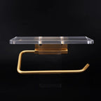 Ribbed Acrylic Toilet Roll Holder with Shelf for Phone and Bathroom Essentials