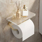 Ribbed Acrylic Toilet Roll Holder with Shelf for Phone and Bathroom Essentials