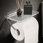 Ribbed Acrylic Toilet Roll Holder with Shelf for Phone and Bathroom Essentials