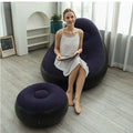 Inflatable Lounge Chair with Footstool Flocked Air Sofa Set with Hand Pump Portable Lazy Chair for Living Room | Garden and Camping