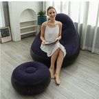 Inflatable Lounge Chair with Footstool Flocked Air Sofa Set with Hand Pump Portable Lazy Chair for Living Room | Garden and Camping
