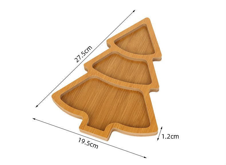 Bamboo Christmas Tree Serving Tray Wooden Festive Platter for Snacks | Cheese and Cookies Christmas Table Decoration