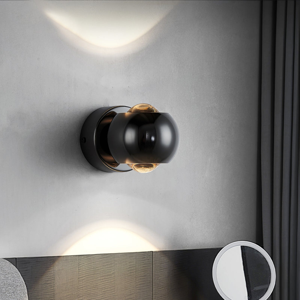 Round LED Wall Light with Up and Down Beam | Modern Metal Globe Wall Sconce
