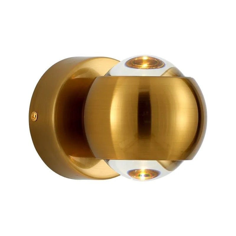 Round LED Wall Light with Up and Down Beam | Modern Metal Globe Wall Sconce