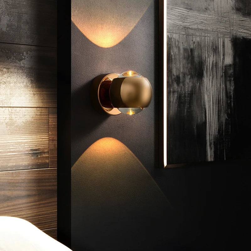 Round LED Wall Light with Up and Down Beam | Modern Metal Globe Wall Sconce