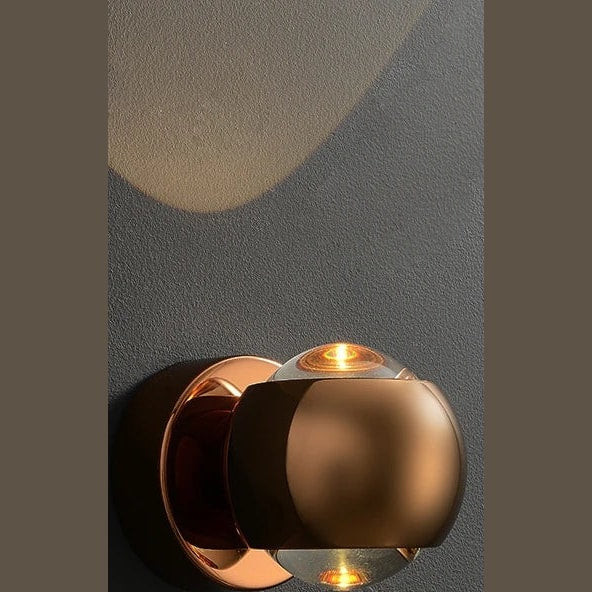 Round LED Wall Light with Up and Down Beam | Modern Metal Globe Wall Sconce