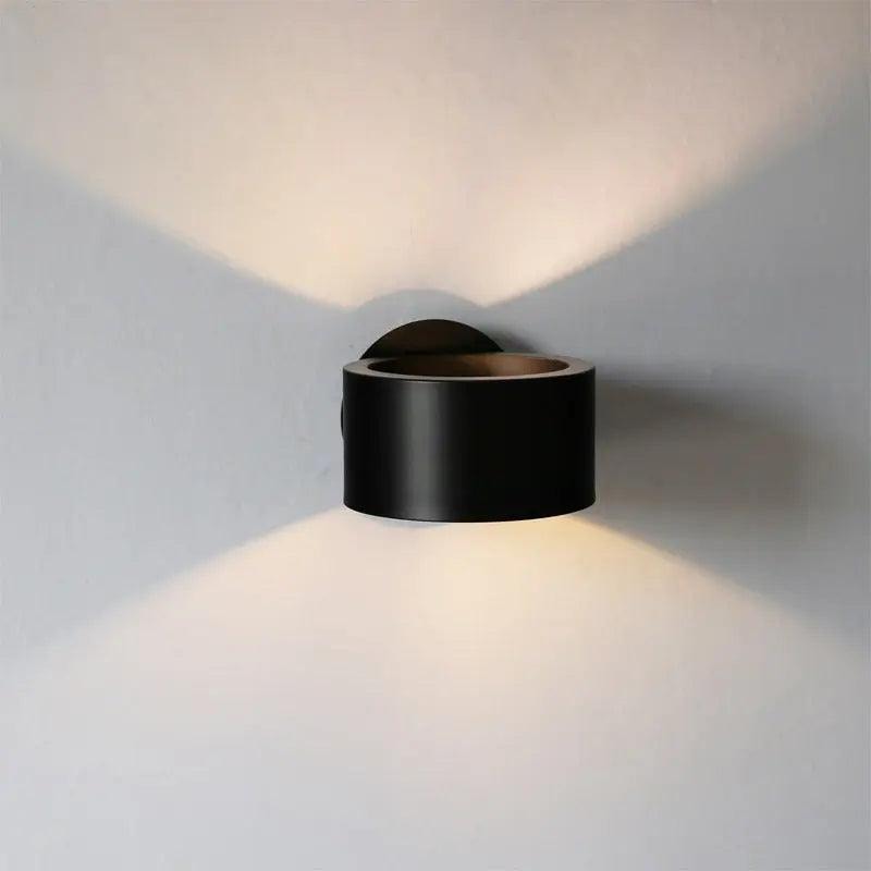 Round Metal Wall Light with Up and Down Glow | Modern Drum Wall Sconce