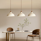 Scandinavian Dome Pendant Light with Wooden Cap for Kitchen Island
