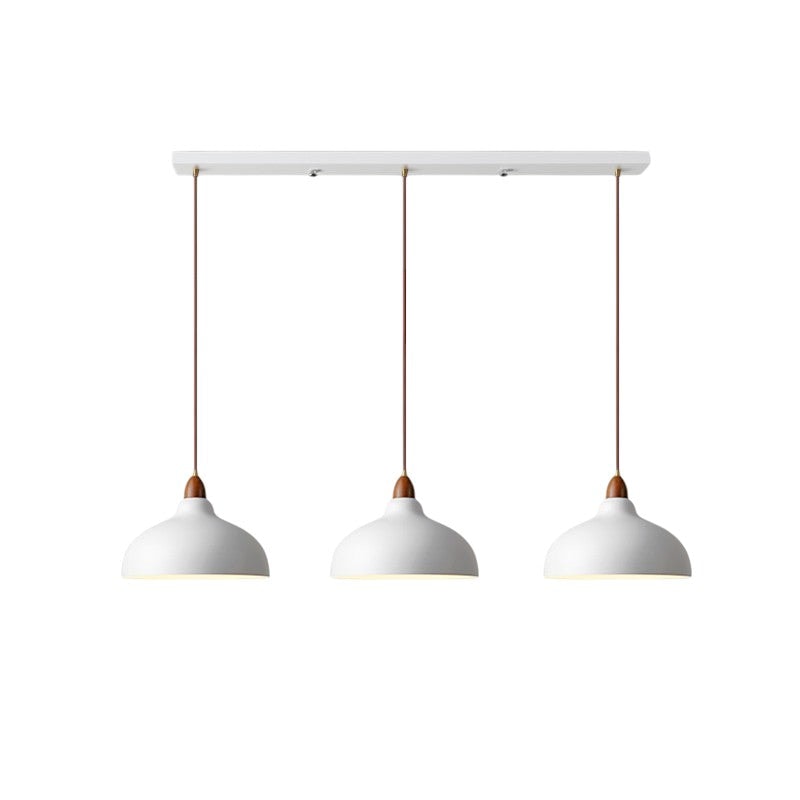Scandinavian Dome Pendant Light with Wooden Cap for Kitchen Island