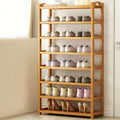 Bamboo Shoe Rack Open Freestanding Shoe Shelf Unit Scandinavian Wooden Shoe Storage Organiser with Carry Handles for Hallway | Entryway and Bedroom