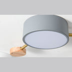 Scandinavian LED Flush Mount Ceiling Light with Wooden Joints and Round Shades