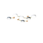 Scandinavian LED Flush Mount Ceiling Light with Wooden Joints and Round Shades