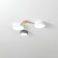 Scandinavian LED Flush Mount Ceiling Light with Wooden Joints and Round Shades