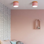 Scandinavian Macaron LED Flush Mount Ceiling Light with Wood Trim for Hallway