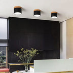 Scandinavian Macaron LED Flush Mount Ceiling Light with Wood Trim for Hallway
