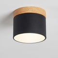 Scandinavian Macaron LED Flush Mount Ceiling Light with Wood Trim for Hallway