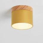 Scandinavian Macaron LED Flush Mount Ceiling Light with Wood Trim for Hallway