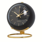 Scandinavian Round Metal Table Alarm Clock with Luminous Hands for Bedside