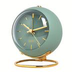 Scandinavian Round Metal Table Alarm Clock with Luminous Hands for Bedside