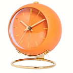 Scandinavian Round Metal Table Alarm Clock with Luminous Hands for Bedside